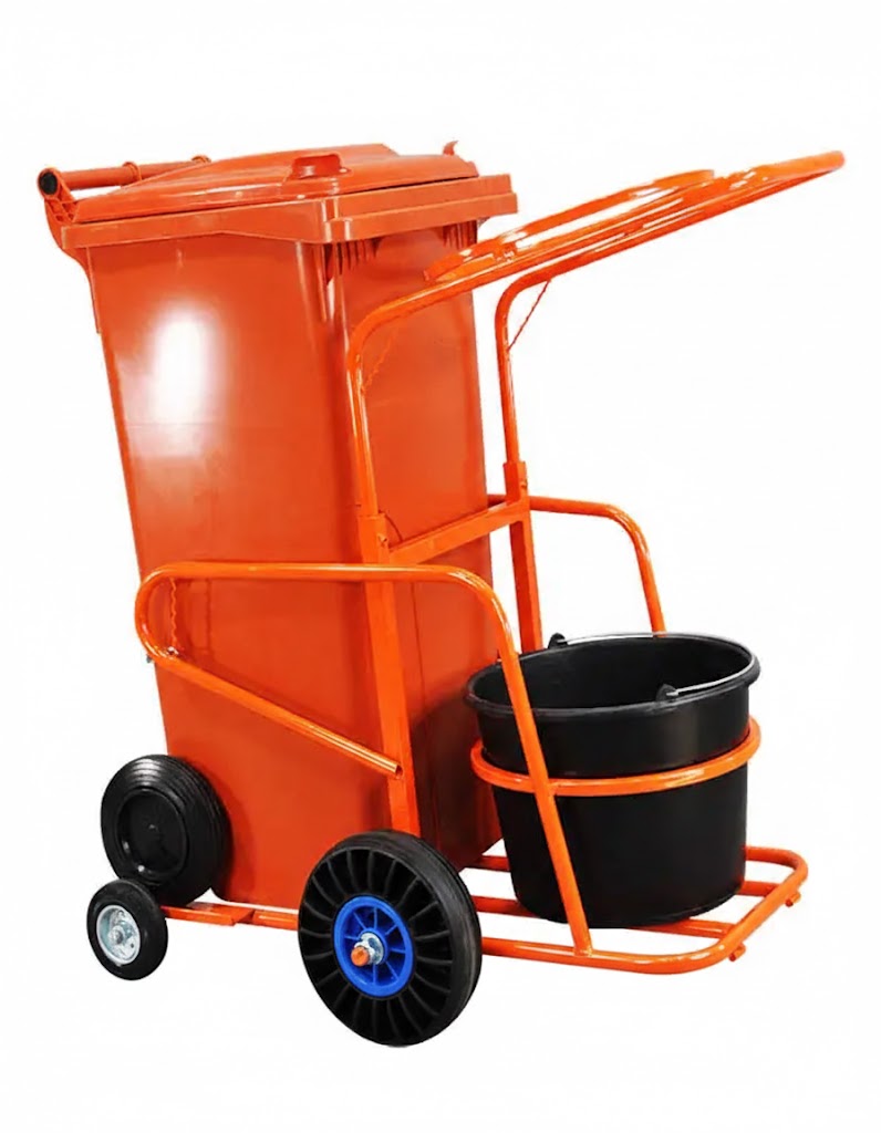 Контейнер для збору сміття об'ємом 120л на мобільному візку 450х850х1220мм Помаранчевий КОМПРЕД OL327/1